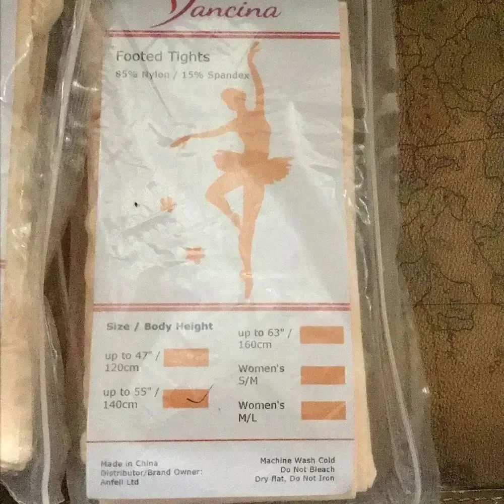 Footed tights by Dancina Three packs two pair each Please look at the size I don